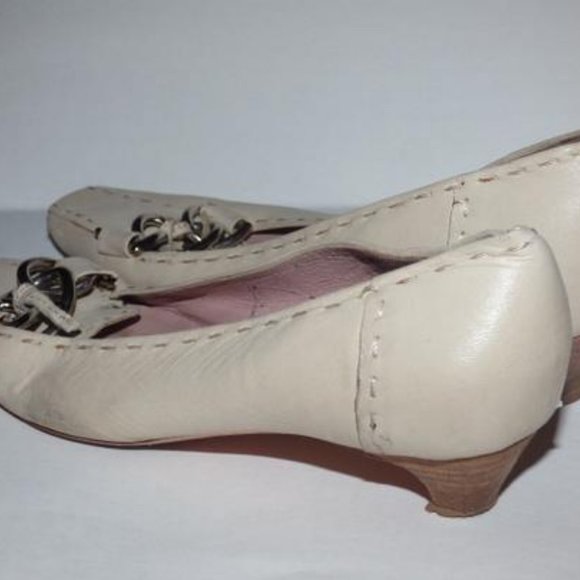 Prada Ivory Squared Pointy Toe Kitten Heel - Picture 6 of 12